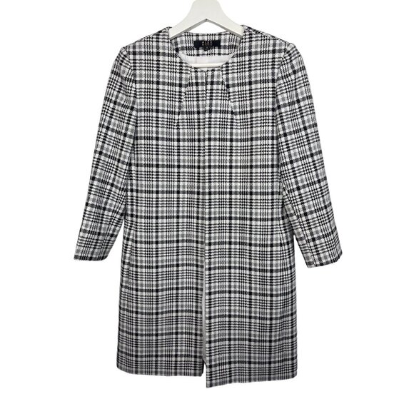 Alex Marie Plaid Long Jacket Women’s Size 4 Gray Black Check Classic Preppy - Picture 1 of 13